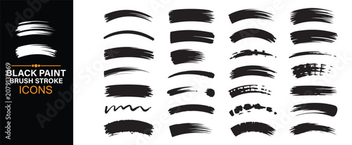 Modern Black Brush Stroke Design Elements for Branding