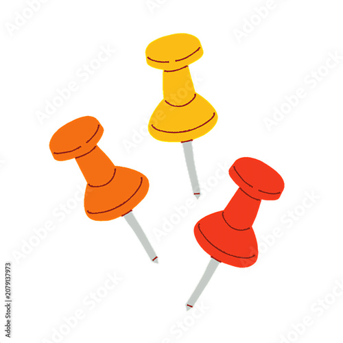 Set of colorful office push pins or thumbtacks