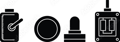 Photos Electrical control components silhouette icons including toggle switch, push but