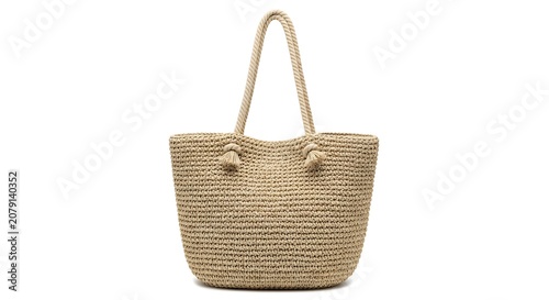 Elegant mint green wicker tote bag with pom-pom details