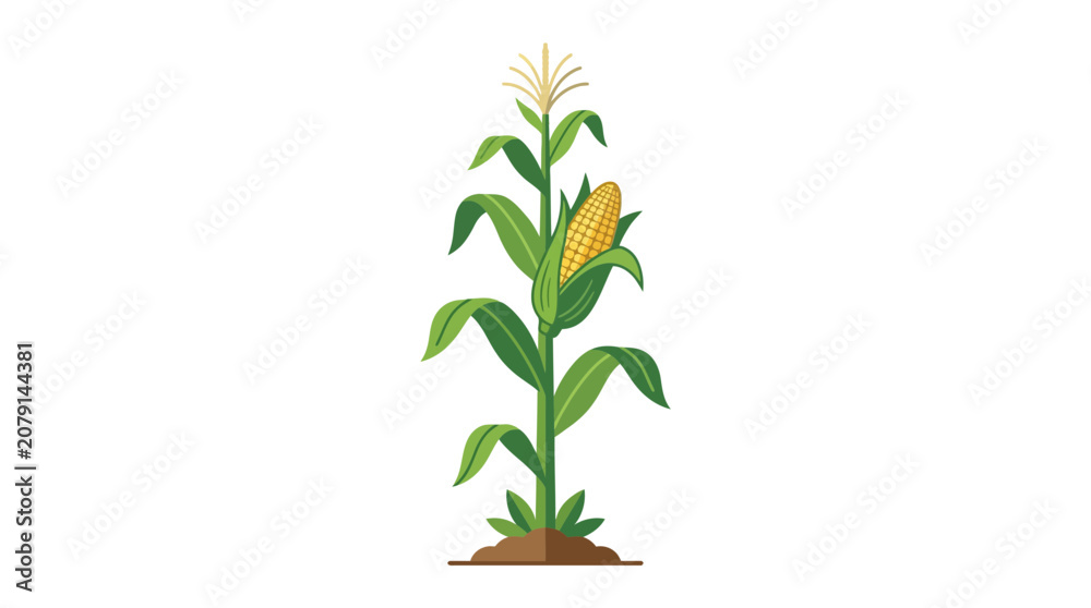 Fototapeta premium corn plant with leaves and ear