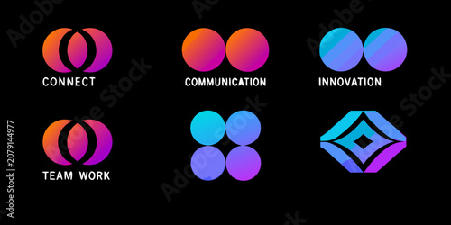 Abstract Circular Logos Gradient Color Palette Black Background