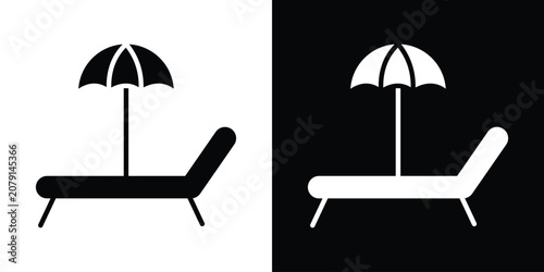 Tableau sur toile Beach chair with umbrella icon