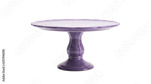 Purple ceramic cake stand isolated on transparent background