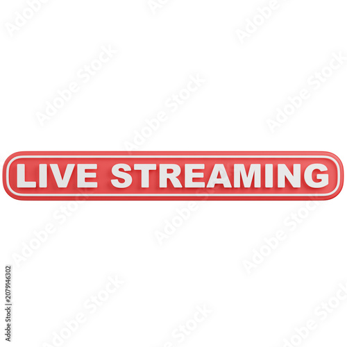3D render  Red Live Streaming button Isolated icon 