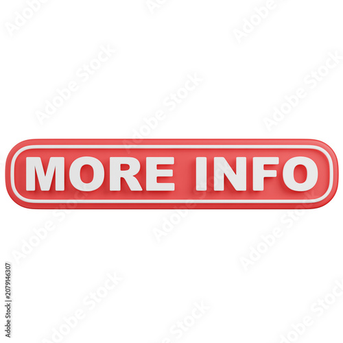 3D render Red More Info Button Isolated  icon 