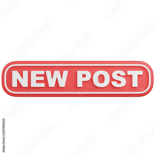 3D render Red New Post button Isolated icon 