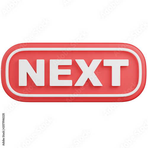 3D render Red Next Button Isolated icon 