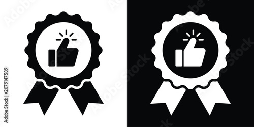 Cuadro en lienzo Interactive click thumbs up medal badge icon