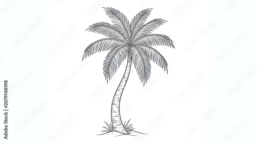 Obraz premium Hand Drawn Palm Tree Vector Illustration