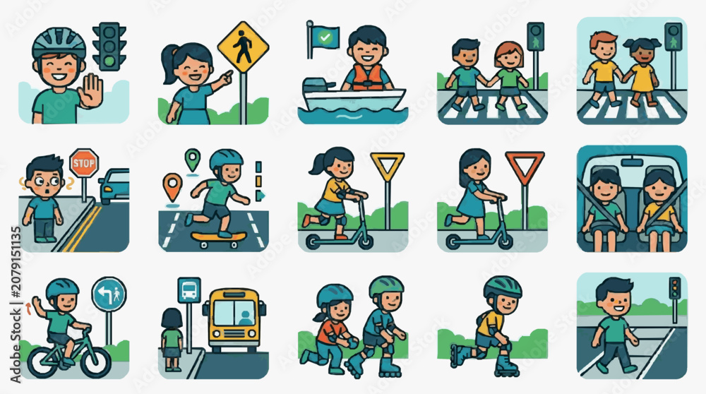 Fototapeta premium Children Learning Traffic Safety Rules.