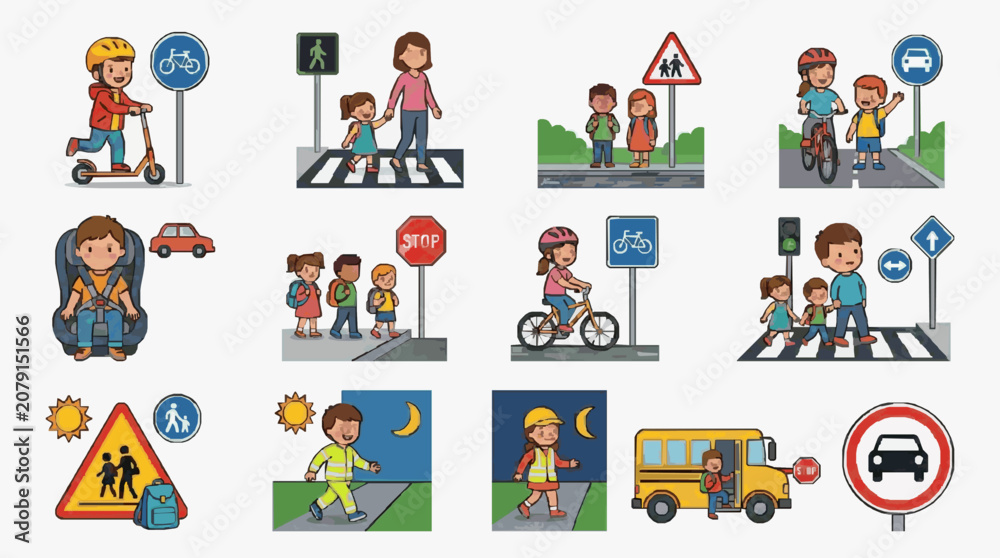 Fototapeta premium Children Learning Traffic Safety Rules.