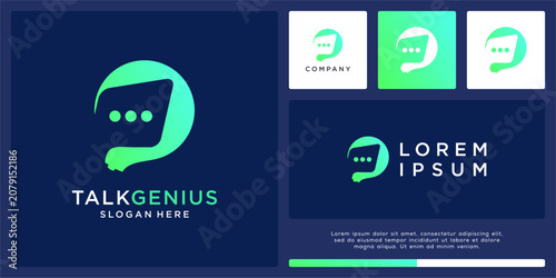 Talk genius logo design template with lamp