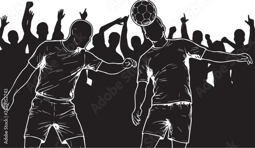 Konstfotografi Group of People Walking in a Row Silhouette Vector Illustration, Diverse Human F