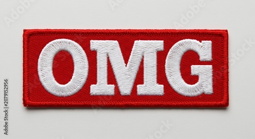 Red OMG Patch: Bold White Embroidery Detail