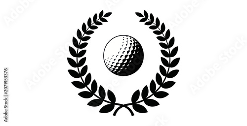 Golf Ball Laurel Wreath Vector Illustration