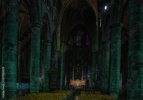 Photos Interior of 13th Century Gothic style Collegiate Church of Our Lady of Dinant or Notre Dame de Dinant