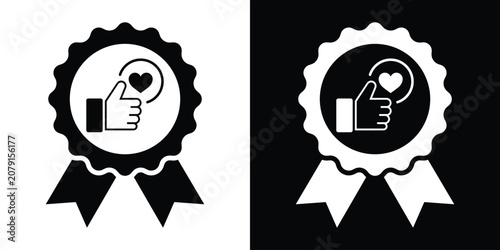 Photography Like icon with heart on a ribbon award badge