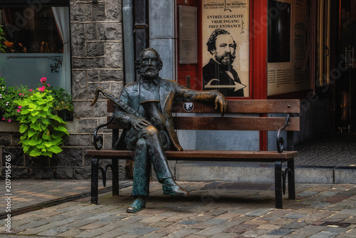 Obraz na plátně Statue of Antoine-Joseph ,Adolphe Sax Belgian inventor and musician who invented