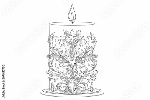 Line drawing of an ornamental Christmas candle