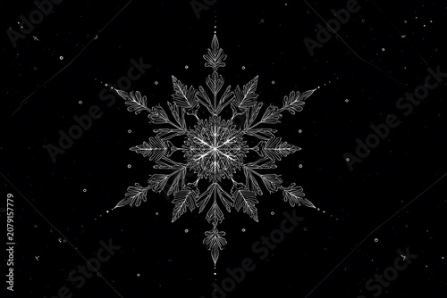 Artistic fine-line snowflake