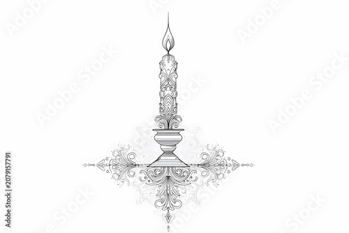 Classic-style candle with an ornamental holder
