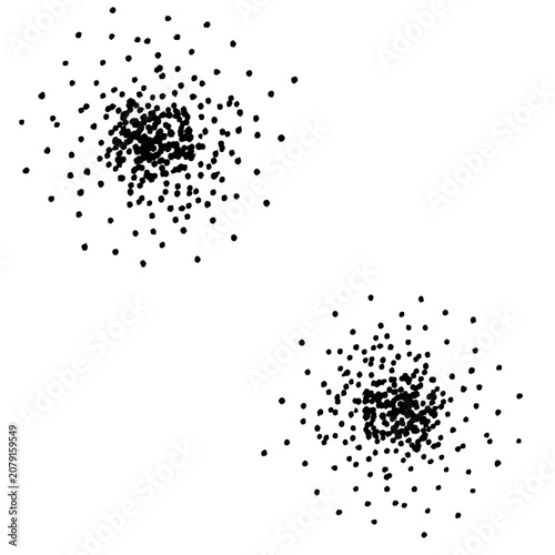 Quadro su tela Stipple Art Two Scattered Dot Clusters Diagonal Composition Monochrome