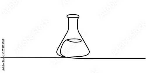 Fotografía Black line of Erlenmeyer flask black and white laboratory equipment chemistry co