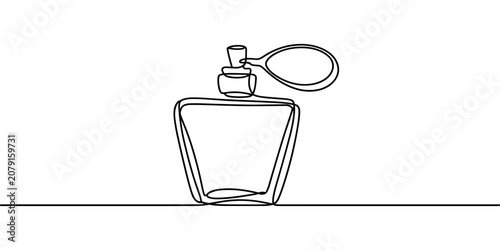 Photos Black line perfume bottle with cap and spray nozzle continuous one line drawing