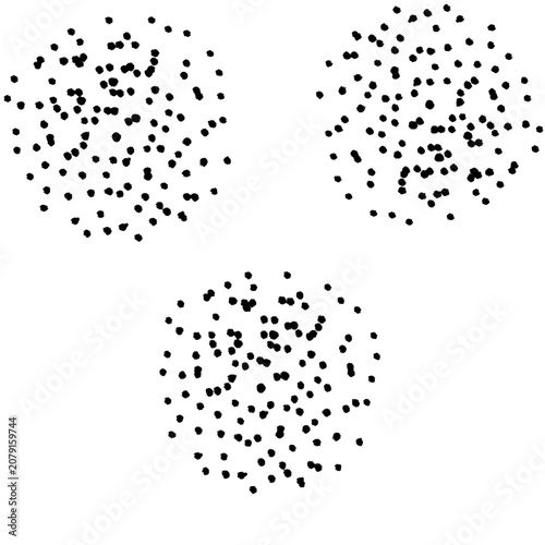 Bild auf Leinwand Stipple Art Three Circle Clusters Triangular Composition Monochrome