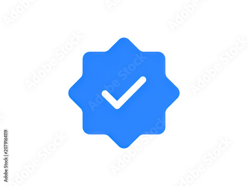 Modern stylized checkmark icon inside a geometric shape isolated on transparent background