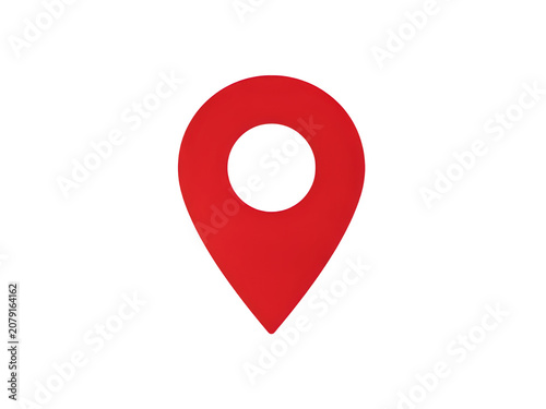 Red location marker pin icon symbol with white center dot isolated on transparent background