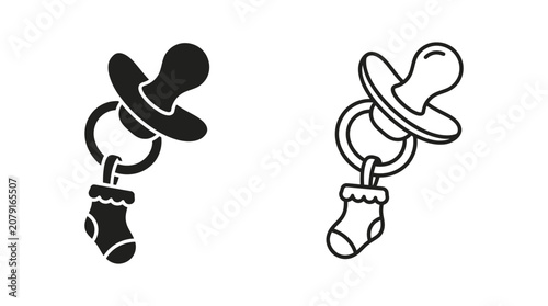 Foto Baby pacifier with sock design black and white silhouette