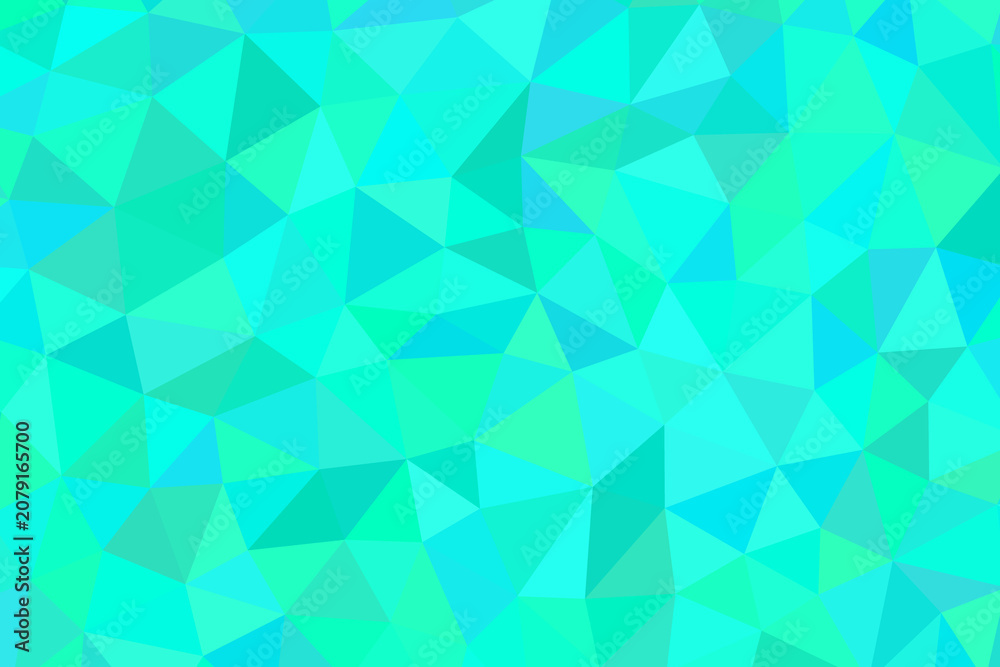 Obraz premium Low poly geometric background, turquoise and mint green abstract mosaic pattern, vibrant crystalline triangular texture for digital design