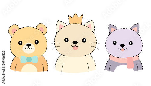 vector cat sticker design set