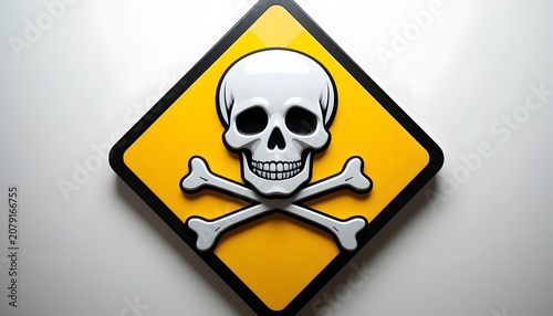 Close up of skull and crossbones warning sign