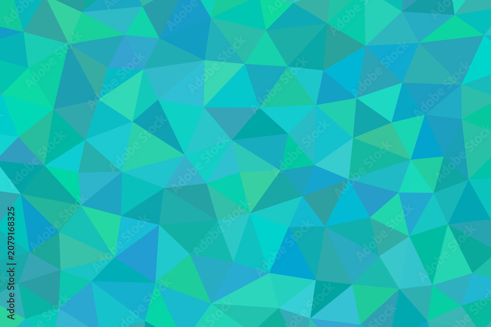 Fototapeta premium Teal low poly geometric background, turquoise abstract triangle pattern, blue and green crystalline mosaic texture for digital design
