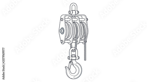 Obraz na płótnie Triple Sheave Pulley Block Vector Illustration