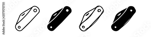 Foto Four pocket knife icons in outline, solid, and hand-drawn styles