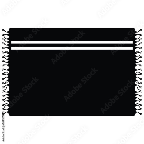 Schilderij op canvas Jewish tallit prayer shawl with fringes black silhouette vector illustration icon set