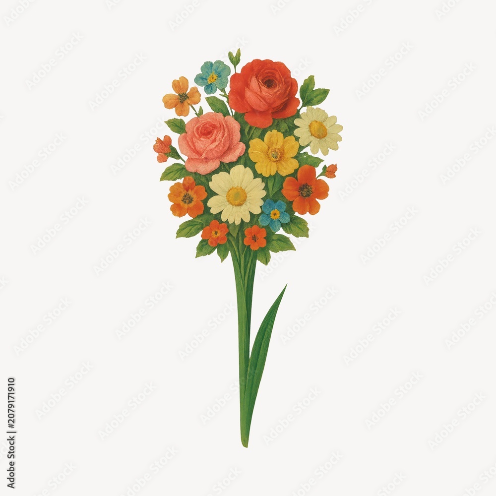 Fototapeta premium Vibrant floral bouquet illustration