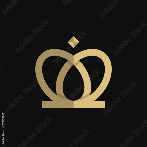 Premium style abstract gold crown logo symbol, Royal king icon template, Modern luxury brand element sign vector illustration