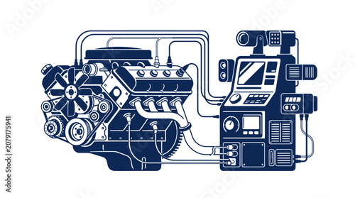 Car Engine Diagnostic Machine Vector Illustration