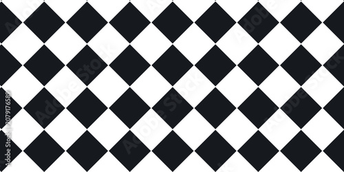 Black and White Harlequin Seamless Pattern - Monochrome Diamond Background