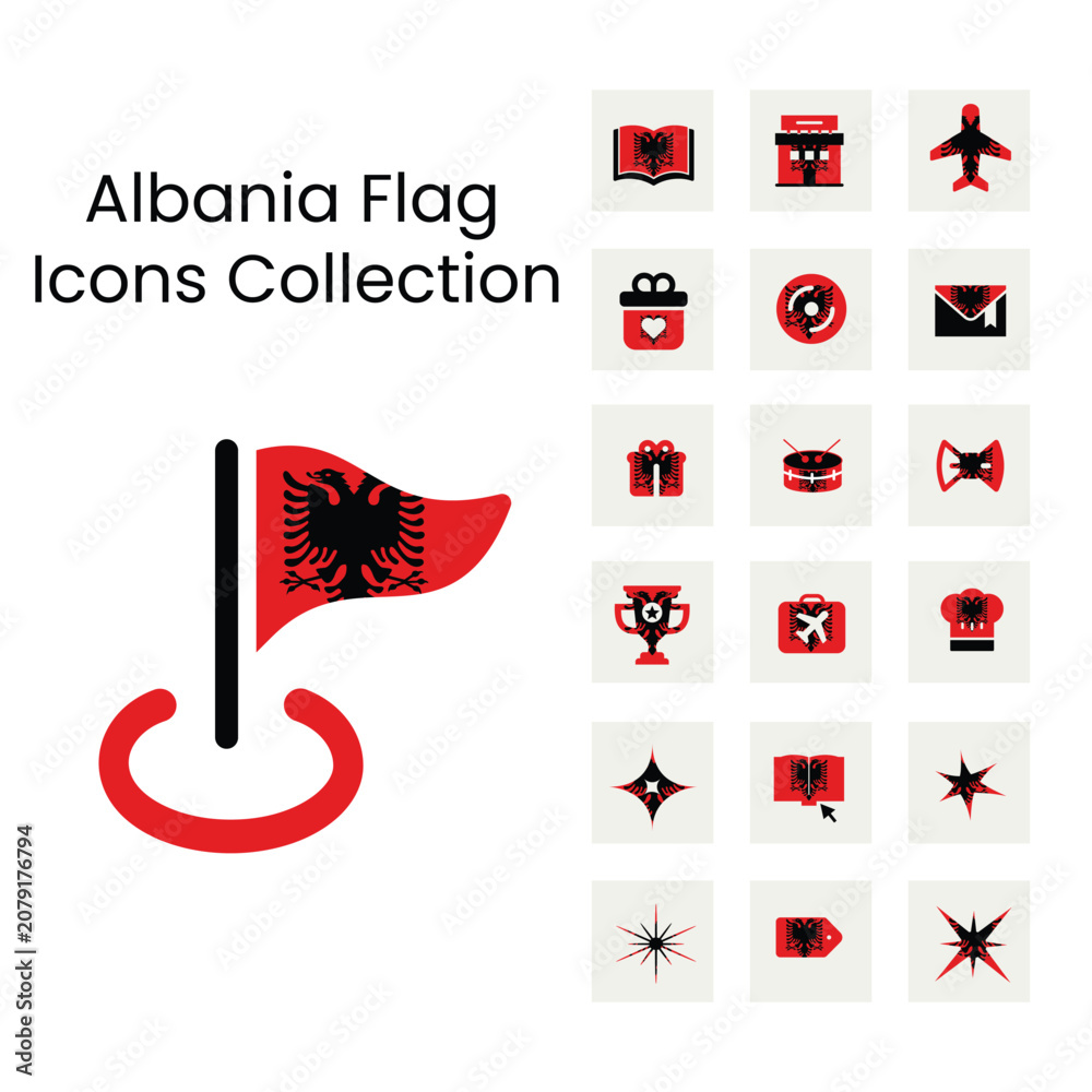 Obraz premium Albanias flags icons in new