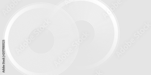 Abstract white glowing geometric lines on gray background. Modern shiny blue circle lines pattern. Futuristic technology concept. Suit for cover, poster,