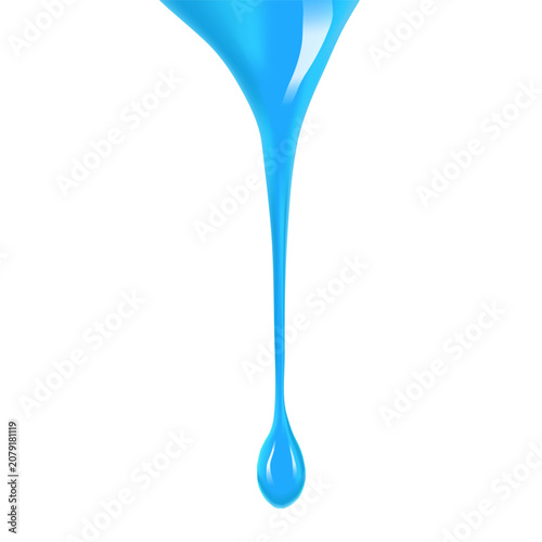A realistic vector illustration of a blue liquid drop