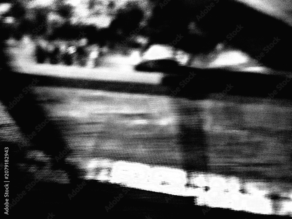 Obraz premium Minimal Black and White Abstract Composition with Soft Blurred Shapes, grain High Contrast Background
