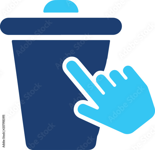 Digital Trash Can Icon With Hand Cursor
