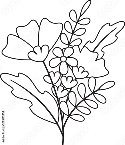Flower Arrangement Lineart Perfect for designs with Flower Theme